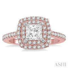 1/2 Ctw Princess Cut Semi-Mount Diamond Engagement Ring in 14K Rose and White Gold
