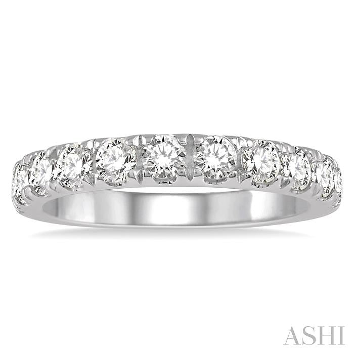 1 Ctw Round Cut Diamond Wedding Band in 14K White Gold