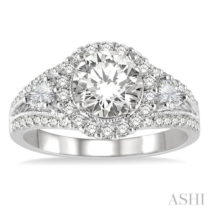 3/4 Ctw Diamond Semi-Mount Engagement Ring in 14K White Gold