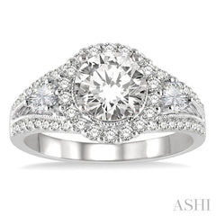 3/4 Ctw Diamond Semi-Mount Engagement Ring in 14K White Gold
