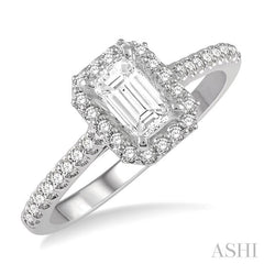 1/4 Ctw Emerald Cut Semi-Mount Diamond Engagement Ring in 14K White Gold
