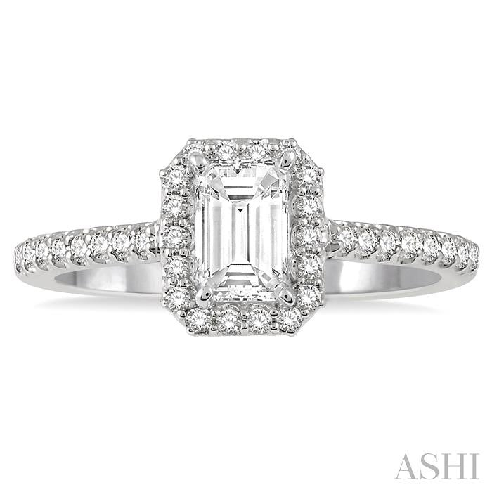1/4 Ctw Emerald Cut Semi-Mount Diamond Engagement Ring in 14K White Gold