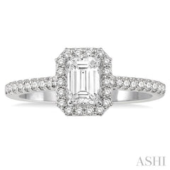 1/4 Ctw Emerald Cut Semi-Mount Diamond Engagement Ring in 14K White Gold