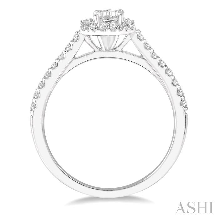 1/4 Ctw Emerald Cut Semi-Mount Diamond Engagement Ring in 14K White Gold