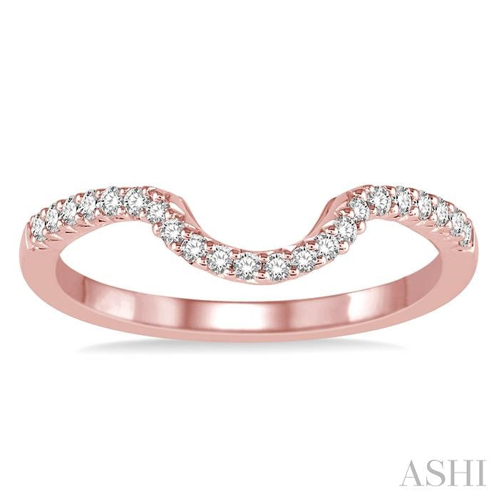1/8 Ctw Curved Center Round Cut Diamond Wedding Band in 14K Rose Gold