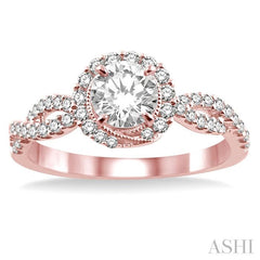 1/3 Ctw Diamond Semi-Mount Engagement Ring in 14K Rose Gold