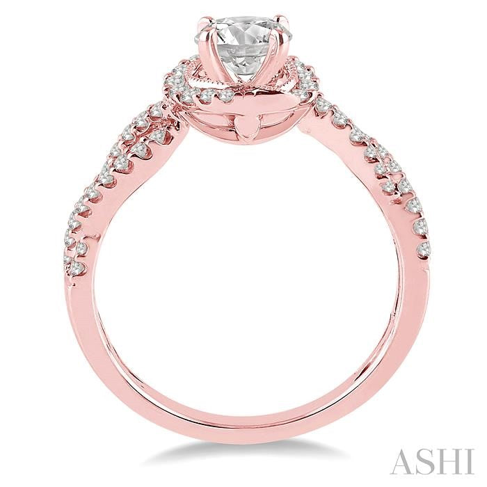 1/3 Ctw Diamond Semi-Mount Engagement Ring in 14K Rose Gold