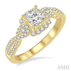 1/3 Ctw Round Diamond Semi-Mount Engagement Ring in 14K Yellow Gold