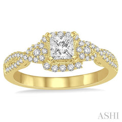 1/3 Ctw Round Diamond Semi-Mount Engagement Ring in 14K Yellow Gold