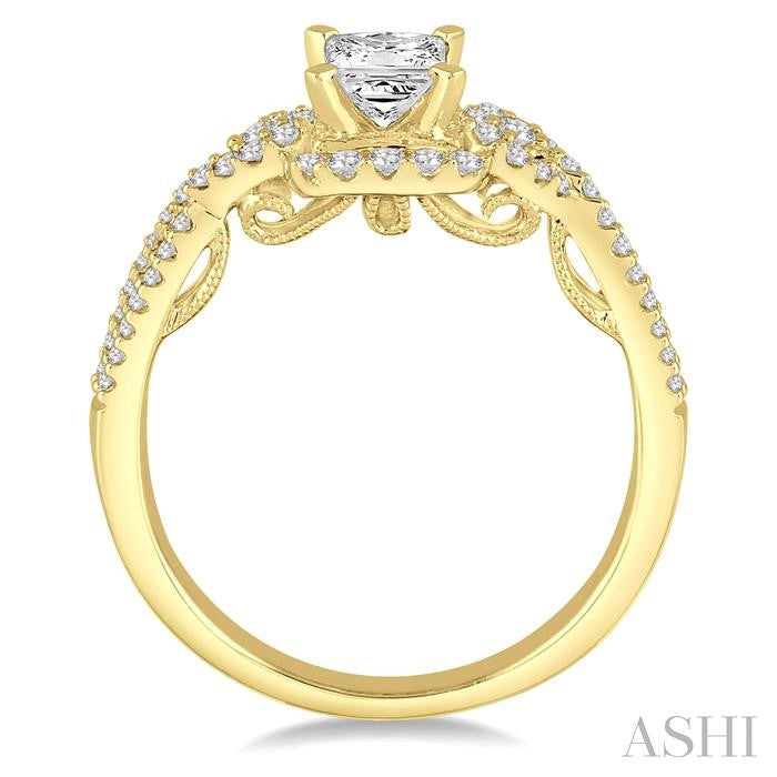 1/3 Ctw Round Diamond Semi-Mount Engagement Ring in 14K Yellow Gold