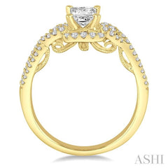 1/3 Ctw Round Diamond Semi-Mount Engagement Ring in 14K Yellow Gold