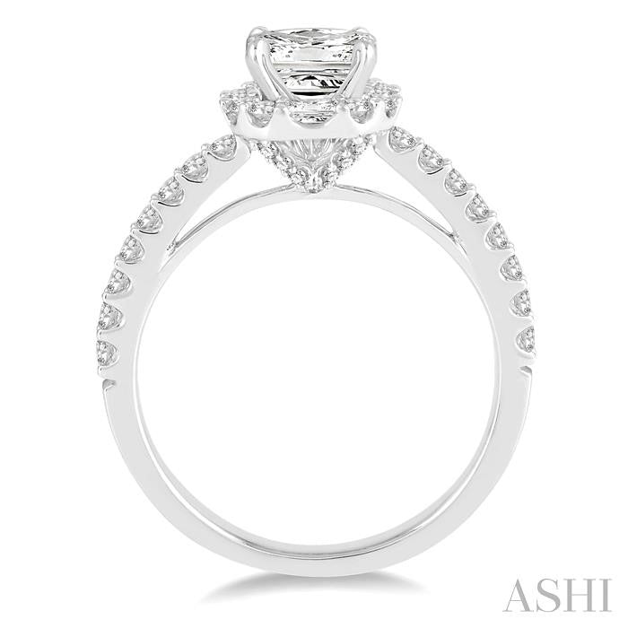 3/4 Ctw Diamond Engagement Ring with 1/4 Ct Princess Cut Center Stone in 14K White Gold