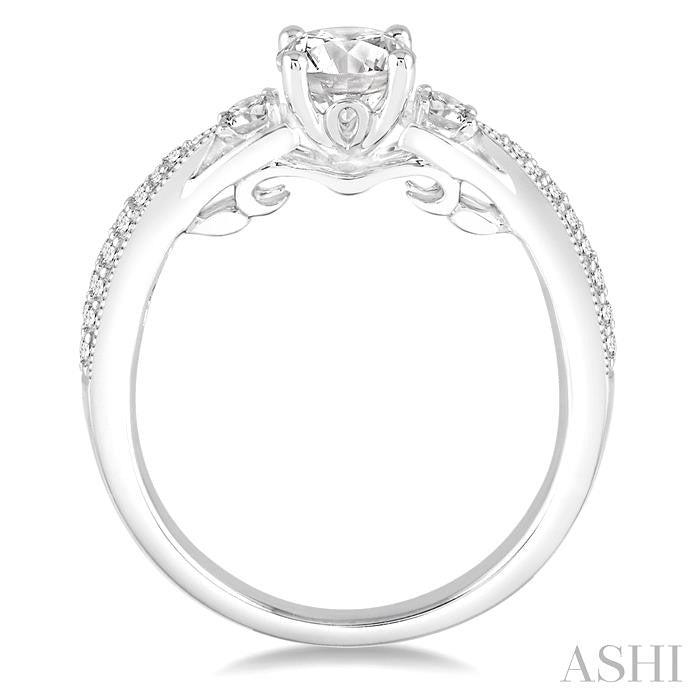 1/3 Ctw Round Diamond Semi-Mount Engagement Ring in 14K White Gold