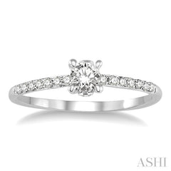 1/3 Ctw Diamond Engagement Ring with 1/5 Ct Round Cut Center Stone in 14K White Gold