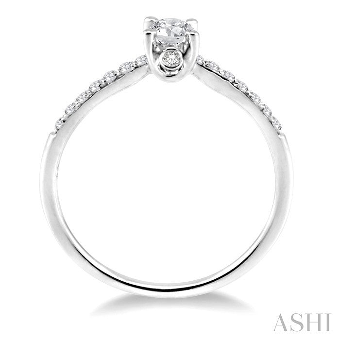 1/3 Ctw Diamond Engagement Ring with 1/5 Ct Round Cut Center Stone in 14K White Gold