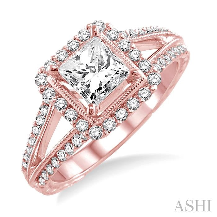 1/2 Ctw Diamond Semi-Mount Engagement Ring in 14K Rose Gold