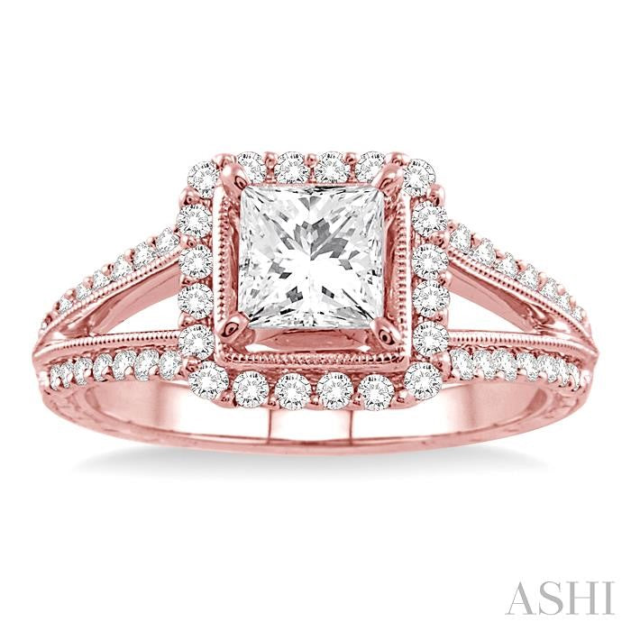 1/2 Ctw Diamond Semi-Mount Engagement Ring in 14K Rose Gold