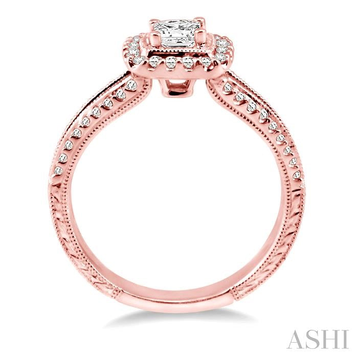 1/3 Ctw Round Cut Diamond Semi-Mount Engagement Ring in 14K Rose Gold