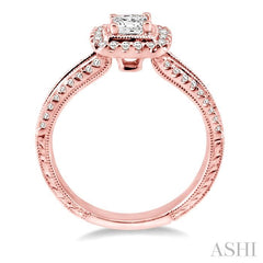 1/3 Ctw Round Cut Diamond Semi-Mount Engagement Ring in 14K Rose Gold
