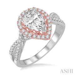 1/2 Ctw Diamond Semi-Mount Engagement Ring in 14K White and Rose Gold
