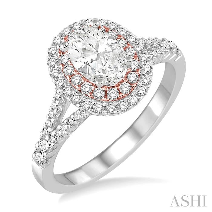 3/4 Ctw Diamond Semi-Mount Engagement Ring in 14K White and Rose Gold