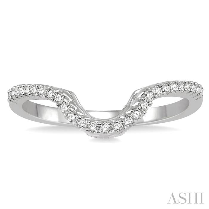 1/5 Ctw Round Diamond Curved Wedding Band in 14K White Gold