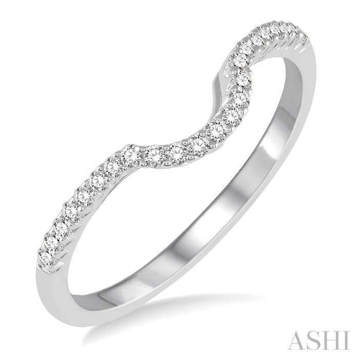 1/6 Ctw Round Diamond Curved Wedding Band in 14K White Gold