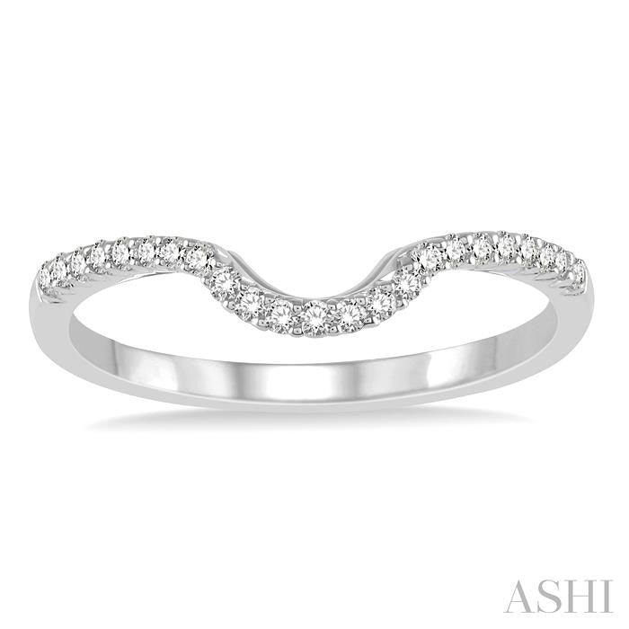 1/6 Ctw Round Diamond Curved Wedding Band in 14K White Gold