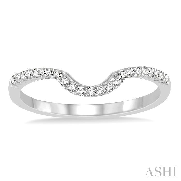 1/6 Ctw Round Diamond Curved Wedding Band in 14K White Gold