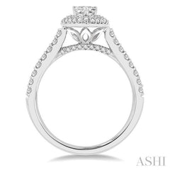 1/2 Ctw Pear Shape Round Cut Diamond Semi-Mount Engagement Ring in 14K White Gold