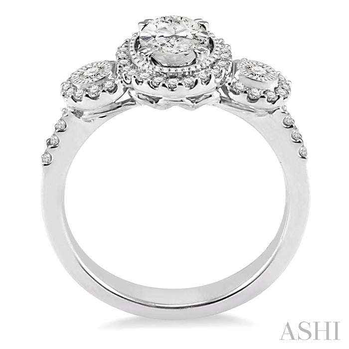 1 1/5 Ctw Diamond Engagement Ring with 3/4 Ct Oval Cut Center Stone in 14K White Gold