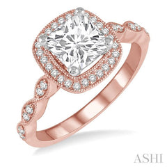 1/5 Ctw Semi-Mount Round Cut Diamond Engagement Ring in 14K Rose and White Gold