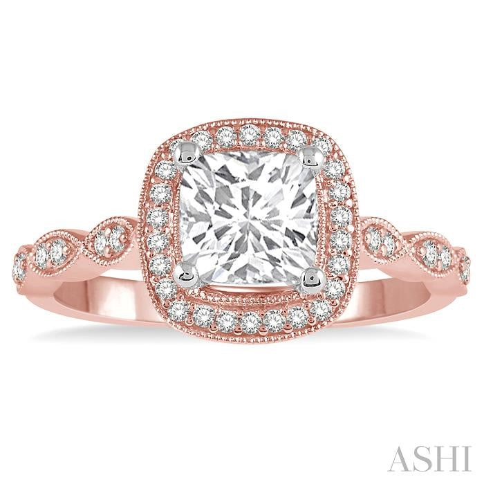 1/5 Ctw Semi-Mount Round Cut Diamond Engagement Ring in 14K Rose and White Gold