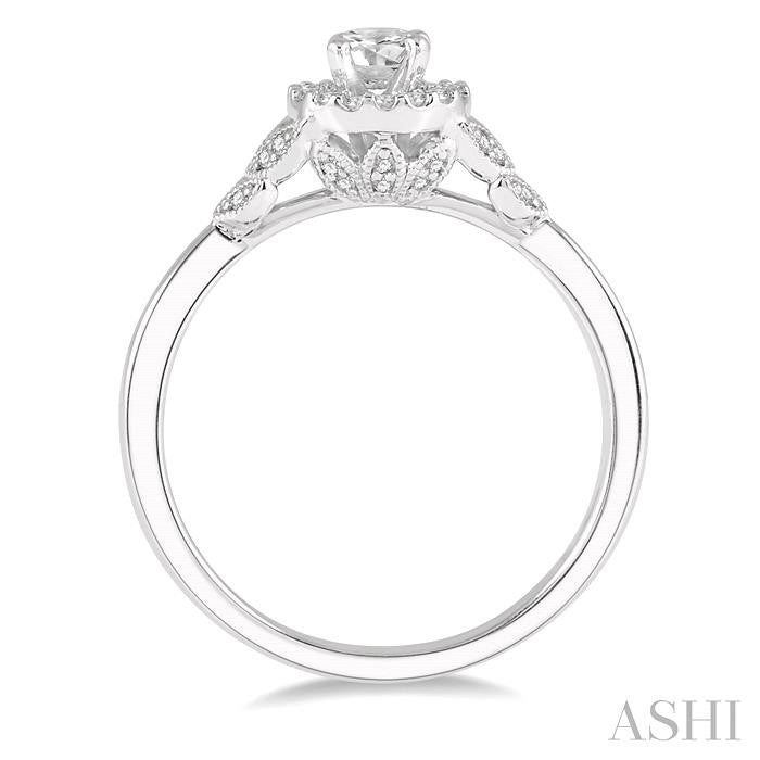 1/6 Ctw Entwined Round Shape Semi-Mount Diamond Engagement Ring in 14K White Gold