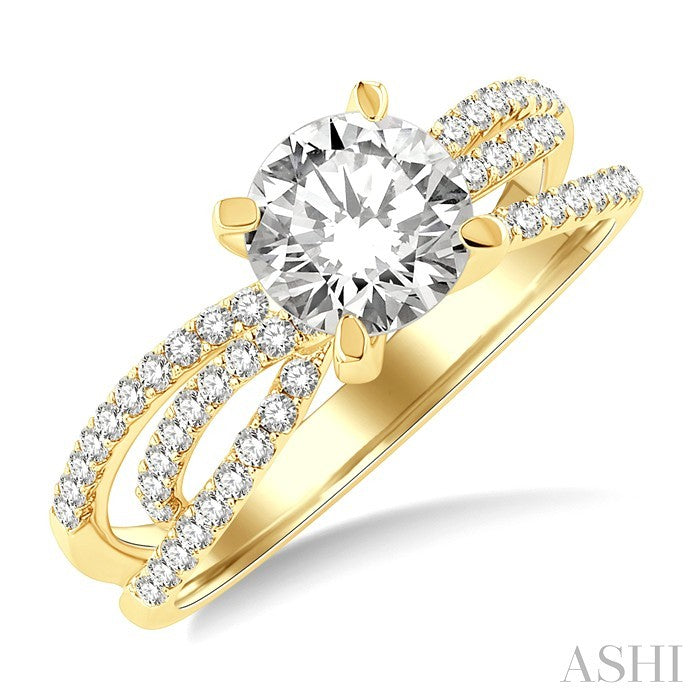 3/8 Ctw Diamond Semi-Mount Engagement Ring in 14K Yellow Gold