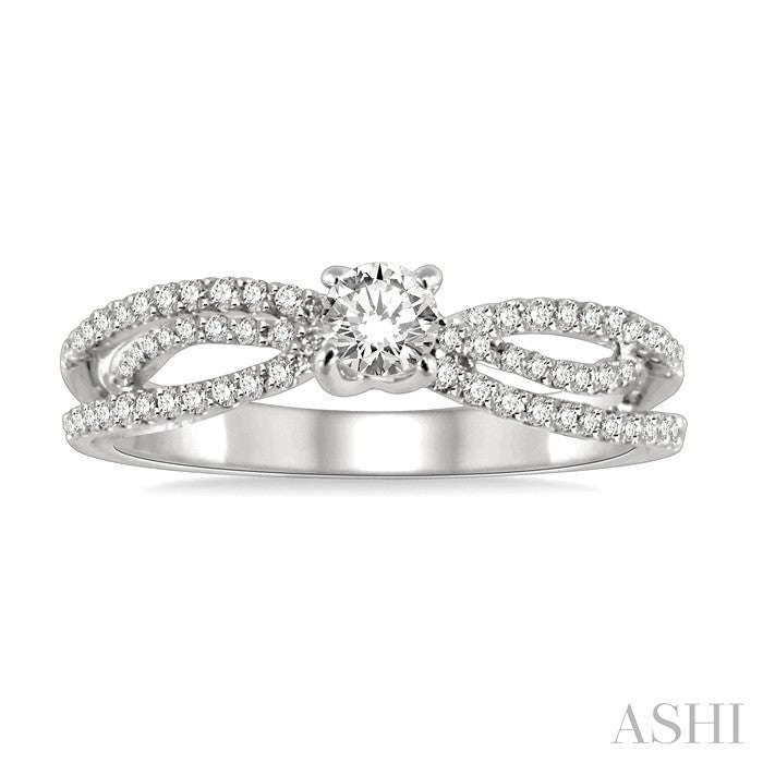1/3 Ctw Round Cut Diamond Semi-Mount Engagement Ring in 14K White Gold
