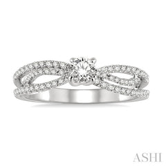 1/3 Ctw Round Cut Diamond Semi-Mount Engagement Ring in 14K White Gold