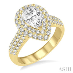 7/8 Ctw Diamond Semi-Mount Engagement Ring in 14K Yellow Gold