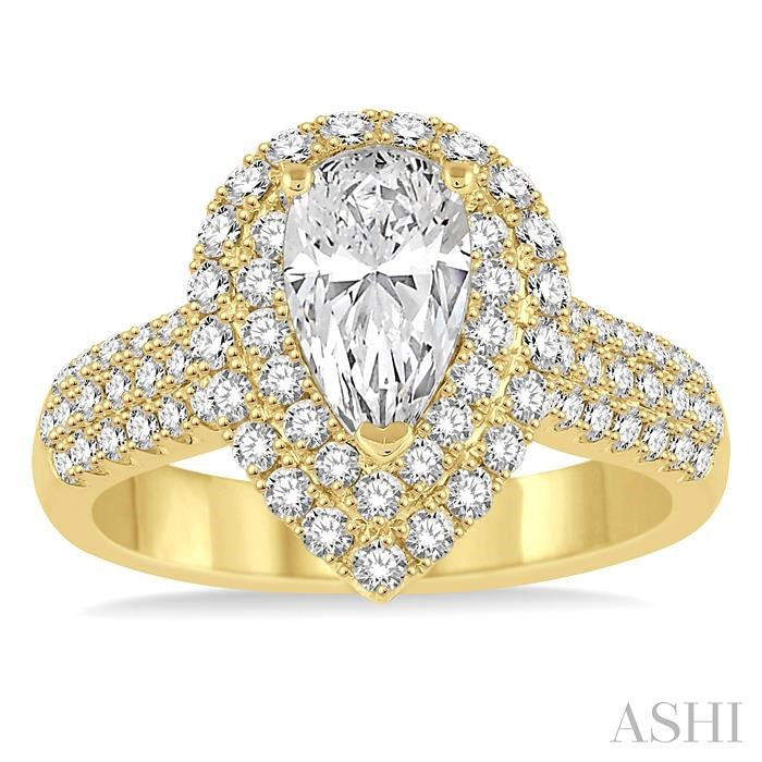 7/8 Ctw Diamond Semi-Mount Engagement Ring in 14K Yellow Gold
