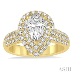 7/8 Ctw Diamond Semi-Mount Engagement Ring in 14K Yellow Gold
