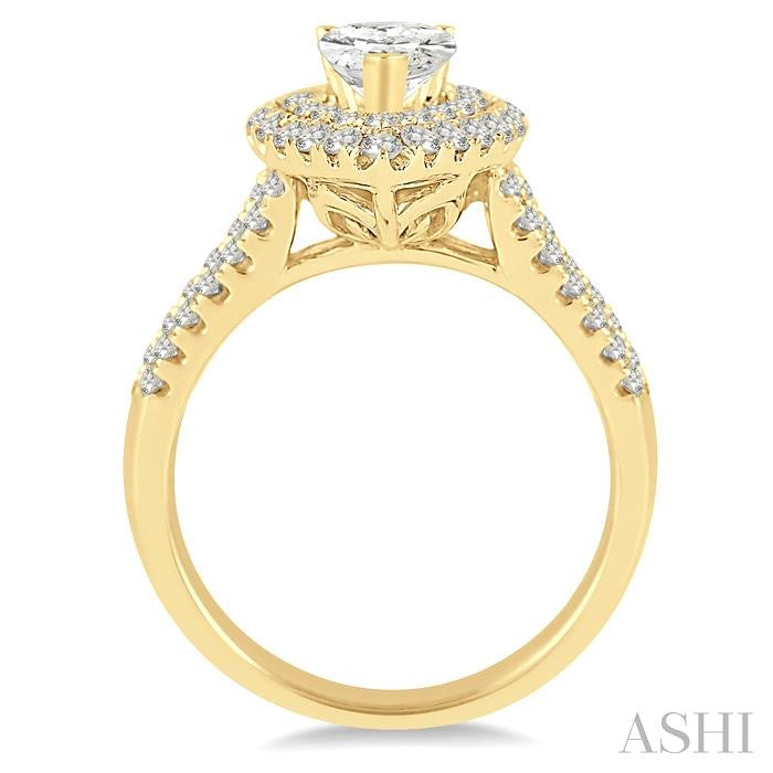 7/8 Ctw Diamond Semi-Mount Engagement Ring in 14K Yellow Gold