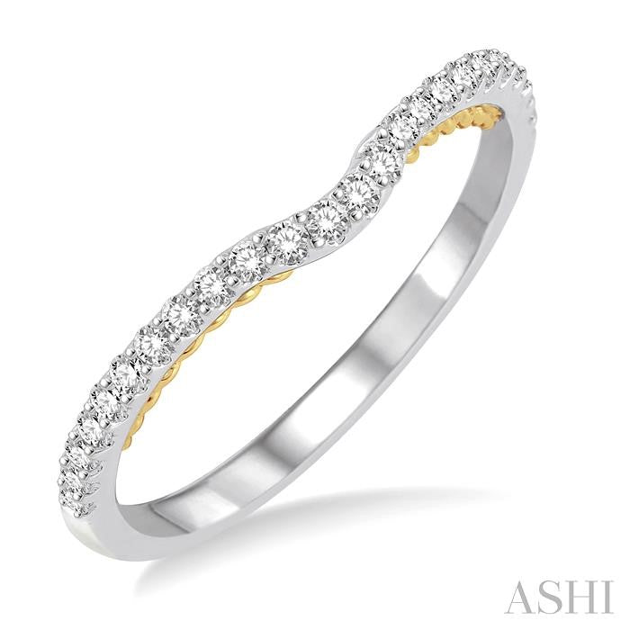 1/4 Ctw Round Cut Diamond Wedding Band in 14K White and Yellow Gold