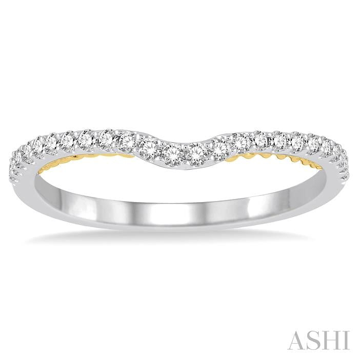 1/4 Ctw Round Cut Diamond Wedding Band in 14K White and Yellow Gold