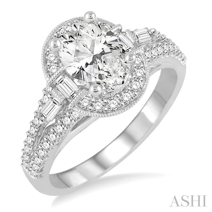 5/8 Ctw Diamond Semi-Mount Engagement Ring in 14K White Gold