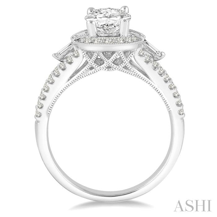 5/8 Ctw Diamond Semi-Mount Engagement Ring in 14K White Gold