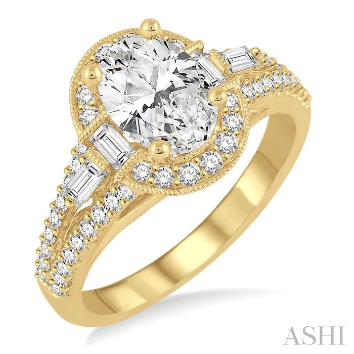 5/8 Ctw Diamond Semi-Mount Engagement Ring in 14K Yellow Gold