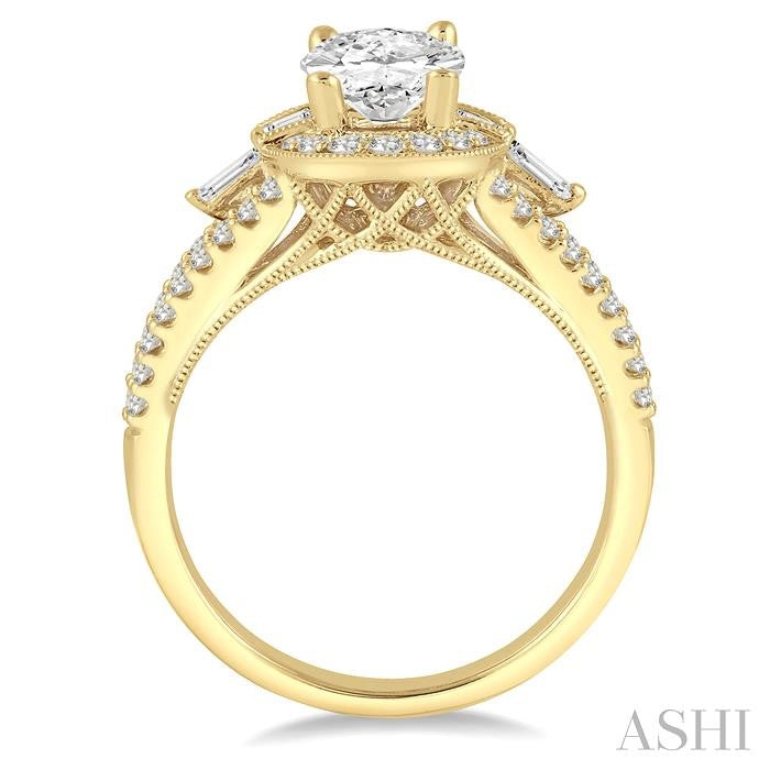 5/8 Ctw Diamond Semi-Mount Engagement Ring in 14K Yellow Gold