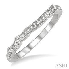 1/8 Ctw Wave Lattice Round Cut Diamond Wedding Band in 14K White Gold