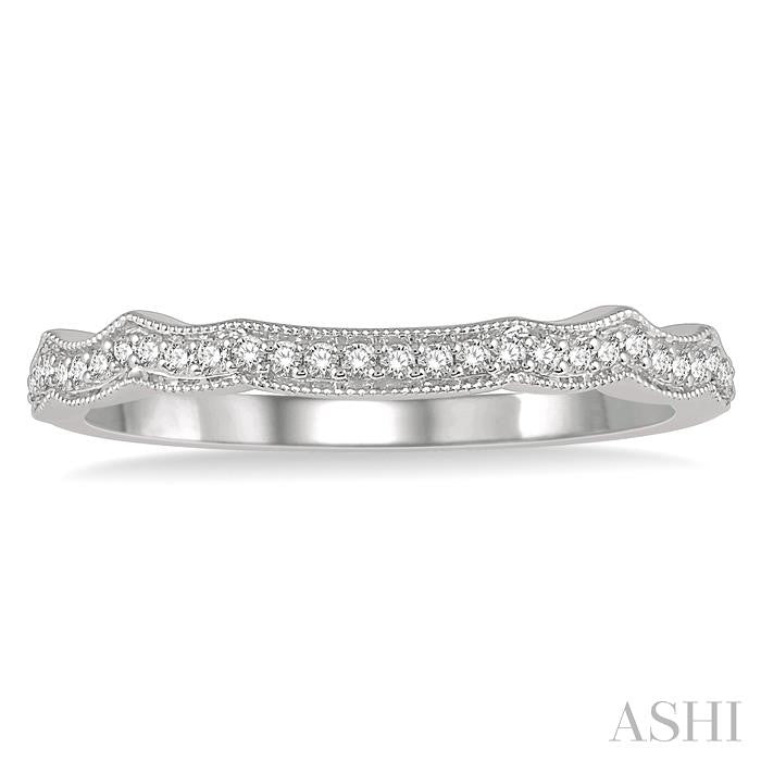 1/8 Ctw Wave Lattice Round Cut Diamond Wedding Band in 14K White Gold