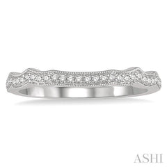 1/8 Ctw Wave Lattice Round Cut Diamond Wedding Band in 14K White Gold